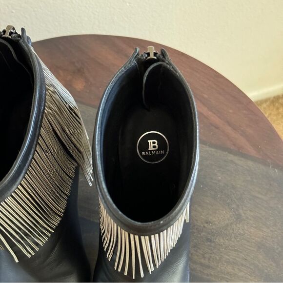 BALMAIN Mercy fringed leather ankle boots 37 - Picture 13 of 13